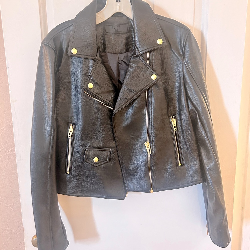 Leather Jacket with Gold Accent
